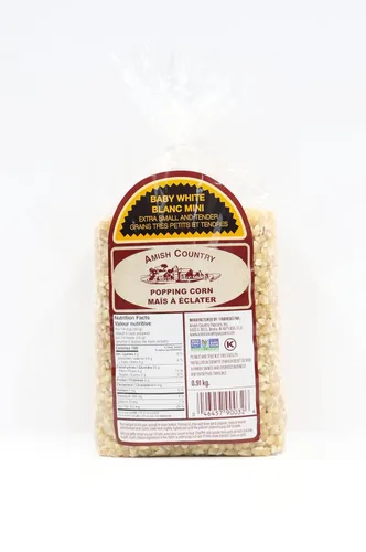 Miniatura 2 de Amish Country Popcorn Bolsa de 2 libras Granos de palomitas de maíz Baby White Pequeños y tiernos A la antigua, sin OMG y sin gluten