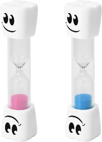 Miniatura 9 de TeaherFav - Temporizador de arena para cepillo de dientes de 2 minutos para niños, juego de 4 pequeños relojes de arena sonrientes azul, rosa