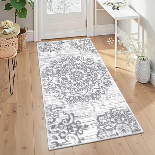 Miniatura 92 de HEBE Alfombra Pasillo 2'x10' Lavable Vintage Desgastada Alfombras de Área Antideslizante Alfombra de Lavandería Boho Alfombras de Piso para Pasillos