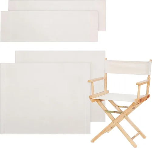 Miniatura 6 de Juego de 2 sillas de repuesto de lona de director, asiento y respaldo de silla de maquillaje, protector de taburete de lona de algodón para silla