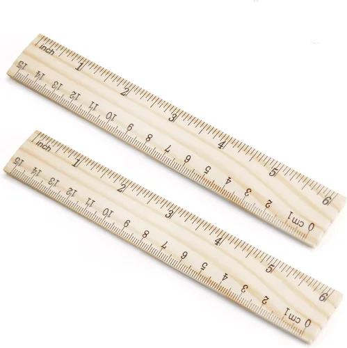 Miniatura 7 de Utoolmart 2 reglas rectas de madera, regla de escala de doble cara de 6 pulgadas, herramienta de medición para ingeniería, arquitecto de oficina