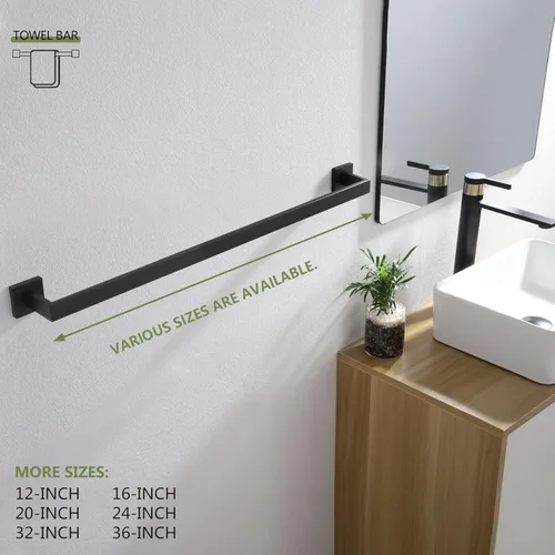 Miniatura 8 de KOKOSIRI Barra de Toalla Individual de 32 Pulgadas, Soporte de Toalla para Baño o Cocina, Toallero de Pared de Acero Inoxidable SUS304, Negro Mate