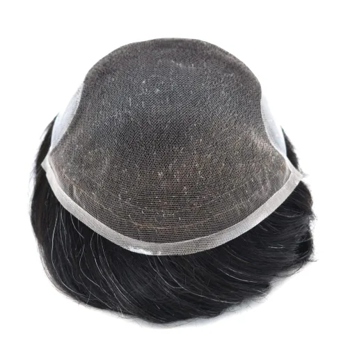 Miniatura 4 de Tupé para hombres Cabello humano real suave encaje francés para hombre Toupee sistema de reemplazo de cabello para hombres postizos tupé