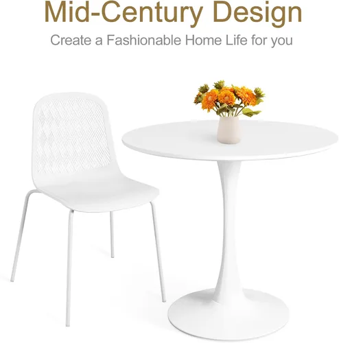 Miniatura 3 de Juego de mesa de comedor redonda moderna de mediados de siglo para 4 con sillas en comedor, cocina pequeña, oficina, cafetería, restaurantes