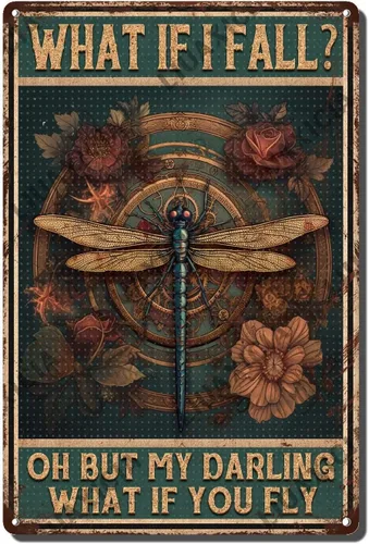 Miniatura 13 de LIUAXICIA Letreros divertidos de metal con texto en inglés «Into The Forest I go to Lose My Mind and Free My Soul Dragonfly», decoración de pared