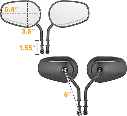 Miniatura 2 de Mofun 8mm Espejos Negros Espejos Cónicos Traseros Compatibles con Harley Softail Dyna Road King Street Glide Electra Road Glide Sportster 1982-2025