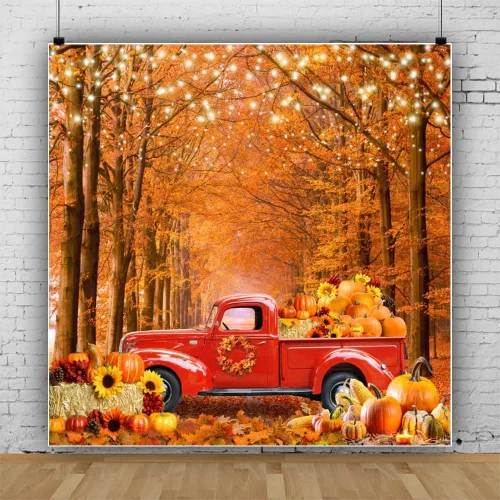Miniatura 7 de Telón de fondo de paisaje de bosque otoñal para fotografía, paisaje de otoño, hojas de día de Acción de Gracias, calabaza, girasol, fondo