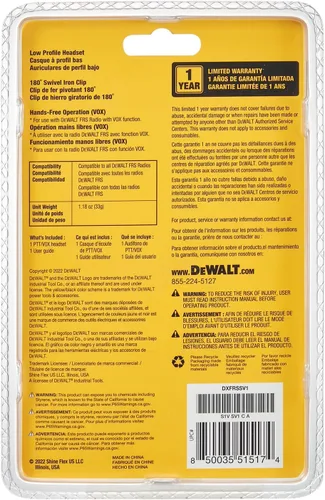 Miniatura 5 de DEWALT DXFRSSV01 Auriculares cubiertos, accesorio de radio FRS, conector de 0.098 in, PTT y VOX, para DXFRS300 y DXFRS800, DXFRSSV1