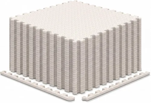 Miniatura 23 de Tangkula Alfombrillas de ejercicio de 12 azulejos con borde, tapetes protectores de espuma EVA antideslizantes, tapetes elásticos de juego