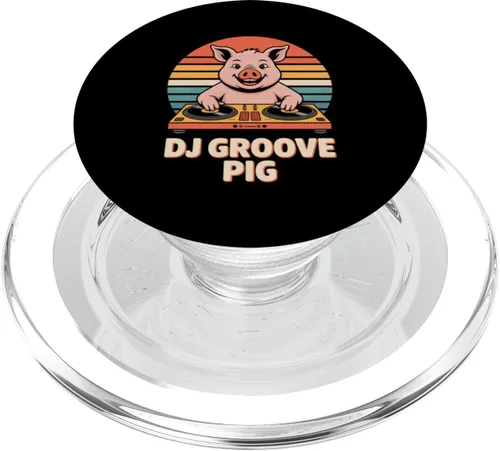 Miniatura 7 de DJ Groove Pig Retro Turntable Vinyl Club Music PopSockets Adhesive PopGrip