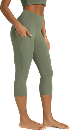 Miniatura 16 de ODODOS - Leggings capri de cintura alta para mujer con bolsillos, control de abdomen, no se transparentan, para entrenamiento atlético, running