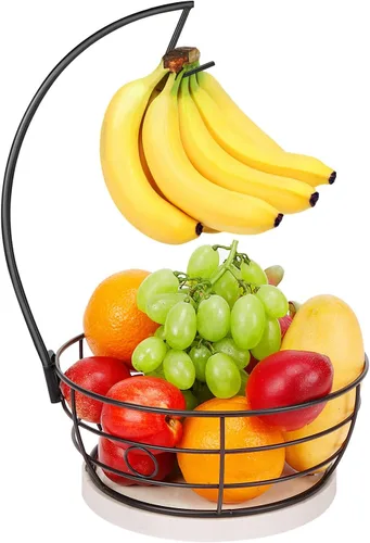 Livabber - Frutero de encimera con colgador de plátanos, cuenco moderno de almacenamiento de frutas y verduras, con soporte de árbol de plátano para