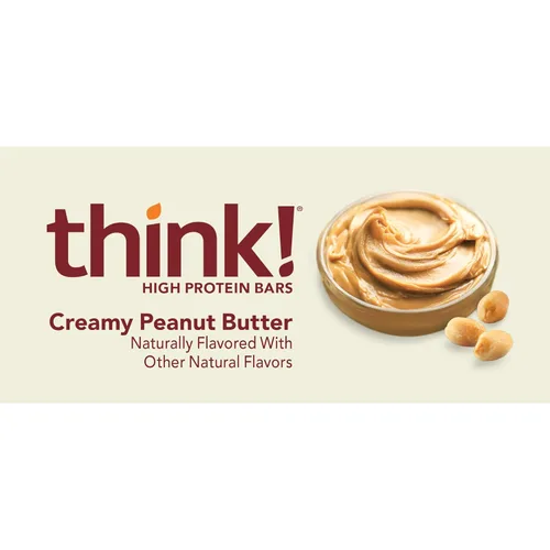 Miniatura 6 de Think! Barras de proteína, sin gluten, barra energética sin azúcar con aislado de proteína de suero, Creamy Peanut Butter, barras nutricionales, sin