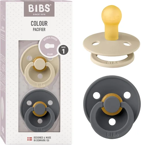 Miniatura 30 de BIBS - Paquete de 2 chupetes Bibs Colour, calmante, libre de bisfenol A, punta redonda, látex de goma natural Noche de vainilla