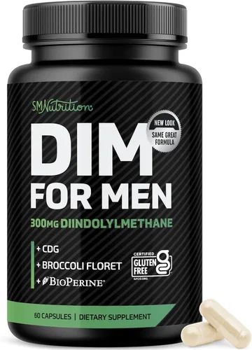 Suplemento DIM para hombres 300mg | Bloqueador de estrógeno e inhibidor de aromatasa | Potenciador extra de equilibrio hormonal y fitness para