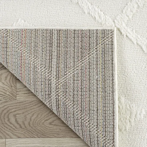Miniatura 5 de Antep Rugs Palafito 5x7 Alfombra de Área Interior Geométrica Shag Diamante de Pelo Alto-Bajo Texturizada (Blanco, 5'3" x 7'6")