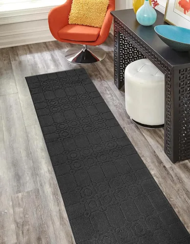 Alfombra antideslizante de tamaño especial para pasillos largos y estrechos, evita suelos fríos resbaladizos, gris antracita artístico, tamaño de 25