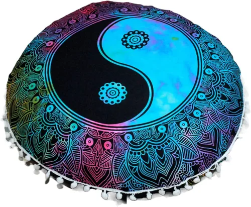Miniatura 7 de CRAFT KALA Funda de almohada redonda de 22 pulgadas, diseño de mandala bohemio, para meditación, sala de estar, sala de yoga, hogar, dormitorio