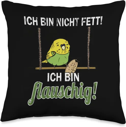 Lustiges Wellensittich T-Shirt Sittich Vogel Shirt Funny Budgie T-Shirt-Nicht Fett sondern Throw Pillow, 16x16, Multicolor