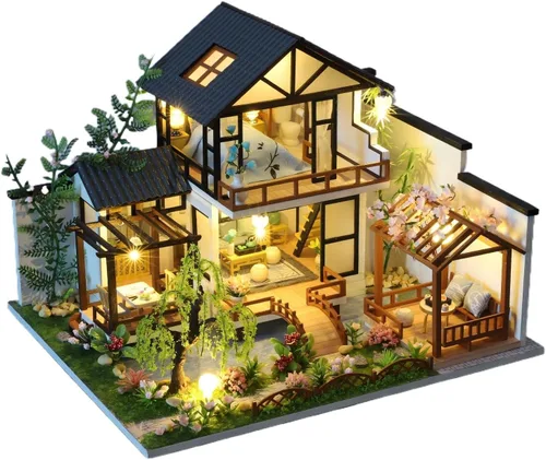 YSWOOD WORLD Kit de casa en miniatura, kit en miniatura, kit de casa de muñecas para adultos y adolescentes, kit de mini casa para cumpleaños,