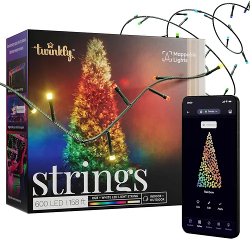 Miniatura 15 de Twinkly Cuerdas de 250 luces LED blancas, cadena de luces LED para exteriores e interiores, luces blancas de Navidad de cálido a fresco, LED
