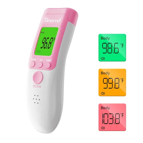 Miniatura 8 de Termómetro digital infrarrojo sin contacto para la frente para adultos, niños y bebés, termómetro médico de grado 3 en 1 con indicador de fiebre