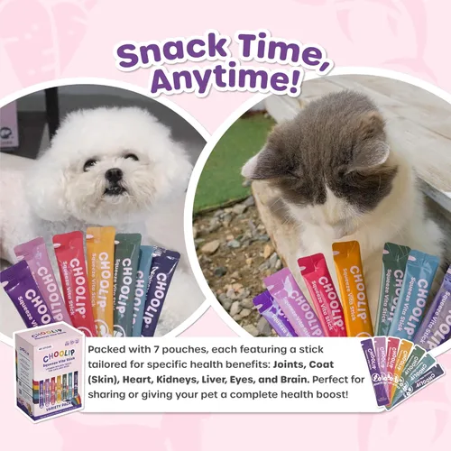 Miniatura 6 de Choolip Squeeze Vita Stick golosinas para lamer para gatos y perros – Paquete variado de 49 unidades con multivitaminas, pasta blanda y exprimible