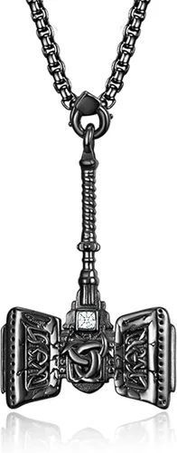 Viking Thor's Hammer Talisman Necklace for Men Vintage Norse Mjolnir Amulet Pendant Nordic Viking Mjolnir Thor Hammer Valknut Necklace
