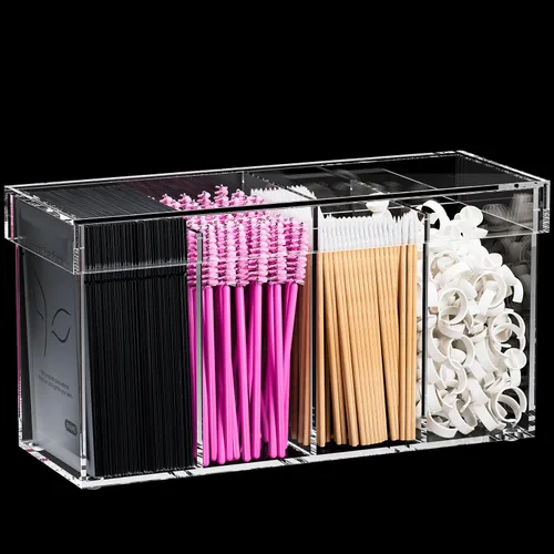 Miniatura 9 de Organizador de extensiones de pestañas con tapa, organizador de pestañas acrílicas para técnicas de pestañas, contenedor de suministros de pestañas