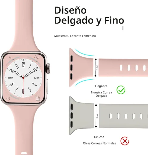 Miniatura 2 de Lerobo - Correas deportivas/delgadas y suaves de silicona compatibles con iWatch Series 10/9/8/7/6/5/4/3/2/1/SE/Ultra con correas de 38, 40, 41, 42