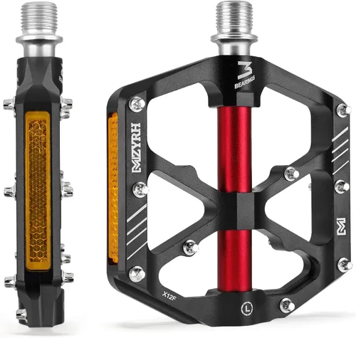 MZYRH Pedales de plataforma para bicicleta de montaña con 3 rodamientos, aleación plana de 9/16 pulgadas, pedales antideslizantes para bicicleta