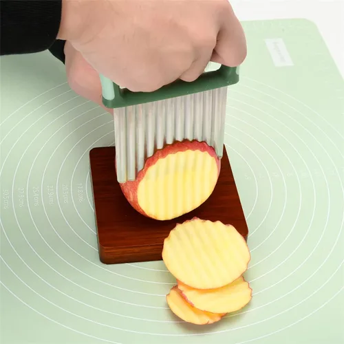 Miniatura 6 de Picador de verduras - Cortador de acero inoxidable arrugado / cuchillo ondulado para verduras y cortador de papas fritas y raspador de masa