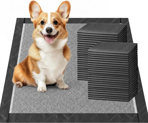 Miniatura 9 de Almohadillas para cachorros de carbón 28x34 pulgadas, almohadillas para orina de perros extragrandes, control de olores y a prueba de fugas
