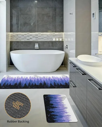 Miniatura 5 de Tapete de baño de bosque negro morado para bañera, antideslizante, de secado rápido y absorbente, de tierra de diatomeas, para fregadero de cocina