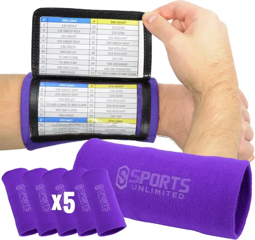 Miniatura 72 de Sports Unlimited Banda Instructora Triple para Adultos, Muñequeras de Fútbol para Jugadas, Muñequeras de Béisbol, Bandas de Brazo QB Negro
