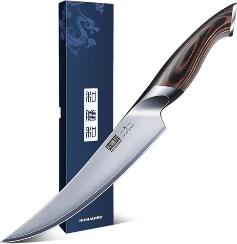 Miniatura 8 de HOSHANHO Cuchillo deshuesador de 6 pulgadas, cuchillo de filete de acero inoxidable de alto carbono para pescado, cuchillos de fileteado de cocina