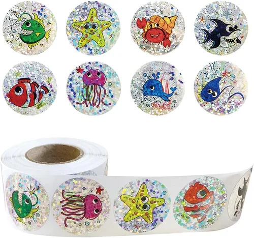 Miniatura 16 de 500 piezas de rollo de calcomanías lindas de patas de perro en glitter, etiquetas adhesivas de huellas de perro negro, etiquetas de vinilo