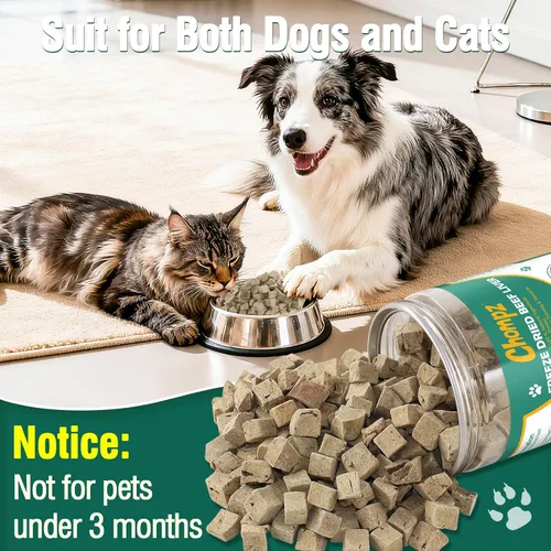 Miniatura 3 de Chompz Golosinas de hígado de res liofilizadas para perros y gatos, golosinas saludables para entrenamiento de mascotas o aderezo para alimentos, un