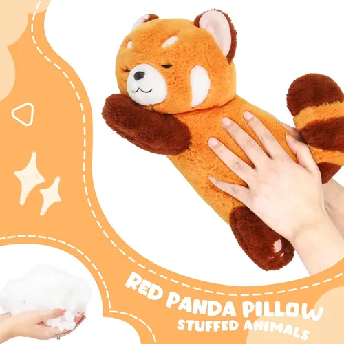 Miniatura 4 de Riuhot Almohada de peluche de panda rojo, bonito juguete de peluche, regalo de Navidad para el día de San Valentín para novias y niños, almohada