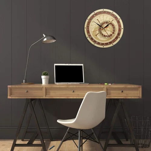 Miniatura 8 de The Geeky Days Reloj astronómico de Praga en madera República Checa Astronomía medieval Arte de pared Astrología Reloj decorativo de pared Obra