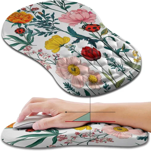 Miniatura 29 de Hokafenle Alfombrilla de ratón ergonómica con soporte para muñeca, alfombrilla con reposamuñecas para alivio del dolor del túnel carpiano