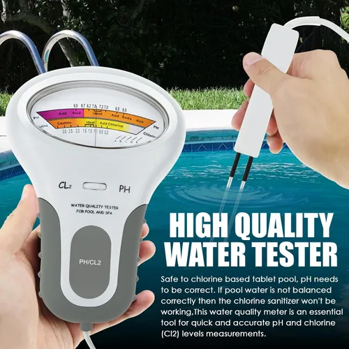 Miniatura 4 de Probador de calidad de agua 2 en 1 de doble escala de pH y nivel de cloro CL2 medidor para piscina, hidroponía, piscinas, spas, monitor de análisis