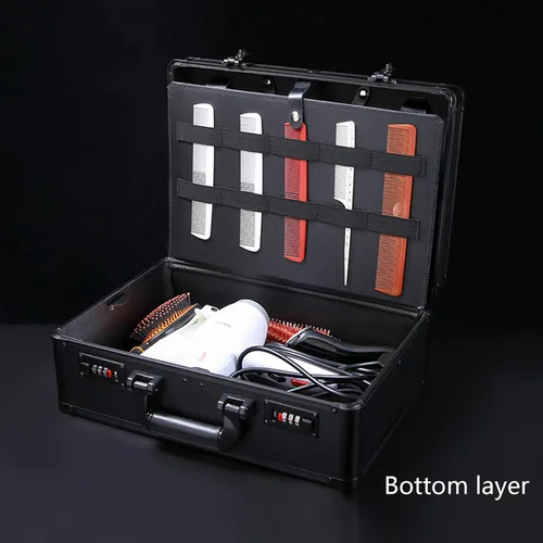 Miniatura 2 de CNCEST Estuche de transporte para peluquería, kit de herramientas de peluquería grande para salón de belleza, estuche de transporte portátil de Negro