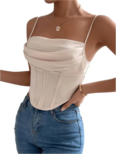 Miniatura 3 de SHENHE Camiseta sin mangas fruncida con dobladillo asimétrico fruncido para mujer
