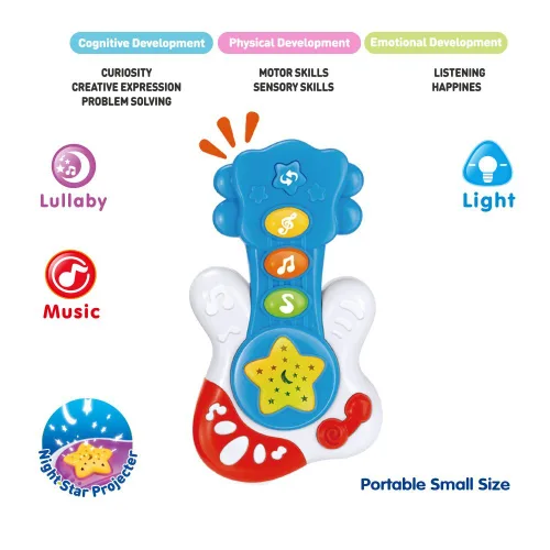 Miniatura 3 de Primera guitarra portátil. Juguete educativo para aprendizaje musical y entretenimiento para edades de 9 meses a 4 años