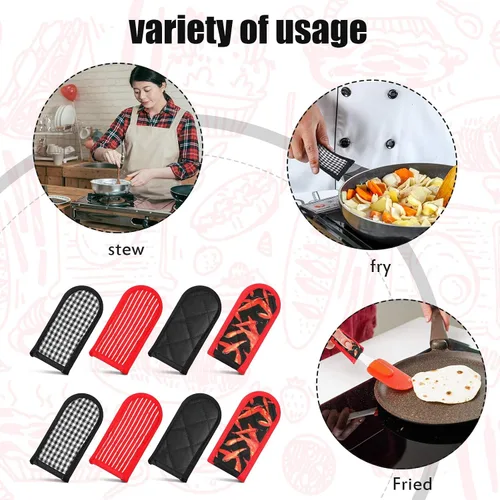 Miniatura 2 de Geiserailie 8 piezas de funda de hierro fundido para mango de sartén resistente al calor, soportes antideslizantes para ollas, asas lavables a