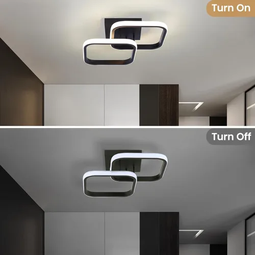 Miniatura 4 de CANEOE Luminaria de Techo LED, 4500K Luminarias Modernas para Pasillo Iluminación de Techo, Luces Cuadradas Negras Pegadas al Techo para Baño Negro