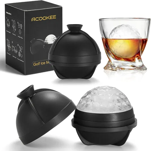 ACOOKEE Juego de 2 Moldes Novedosos para Hacer Hielo con Forma de Pelota de Golf, Divertidos Regalos de Golf para Hombres Golfistas, Moldes Redondos