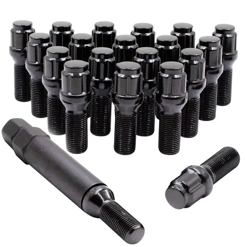 Wheel Accessories Parts Juego de 20 pernos de orejeta M14 x 1.25 roscas Bellota para asiento con acabado negro, longitud de vástago de 0.99
