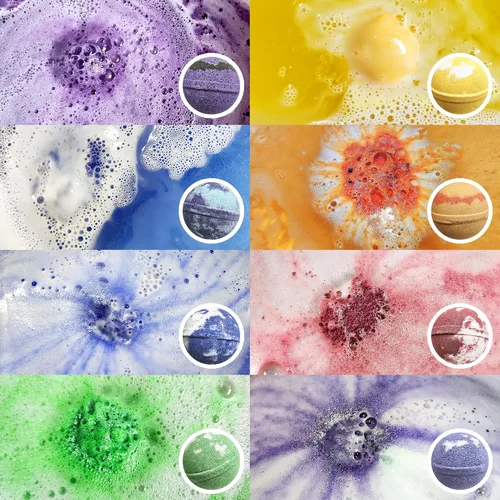 Miniatura 5 de Bombas de baño con piedras preciosas curativas de chakras. 15 bombas de baño de aceites esenciales. Bombas de baño con piedras de chakra reales